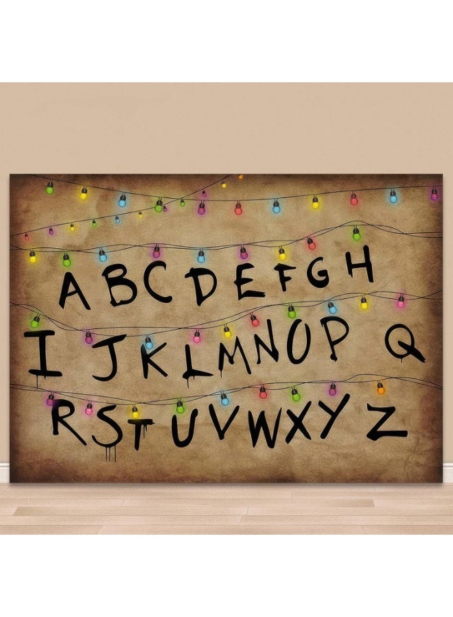 دي أم آي خلفية ملونة بأحرف أبجدية ريفية من سلسلة أضواء ملونة لحفلات عيد الميلاد في عيد الهالوين وديكورات طاولات الكعك ولافتات أكشاك التصوير الفوتوغرافي ومستلزمات التصوير 7x5FT - Image 3